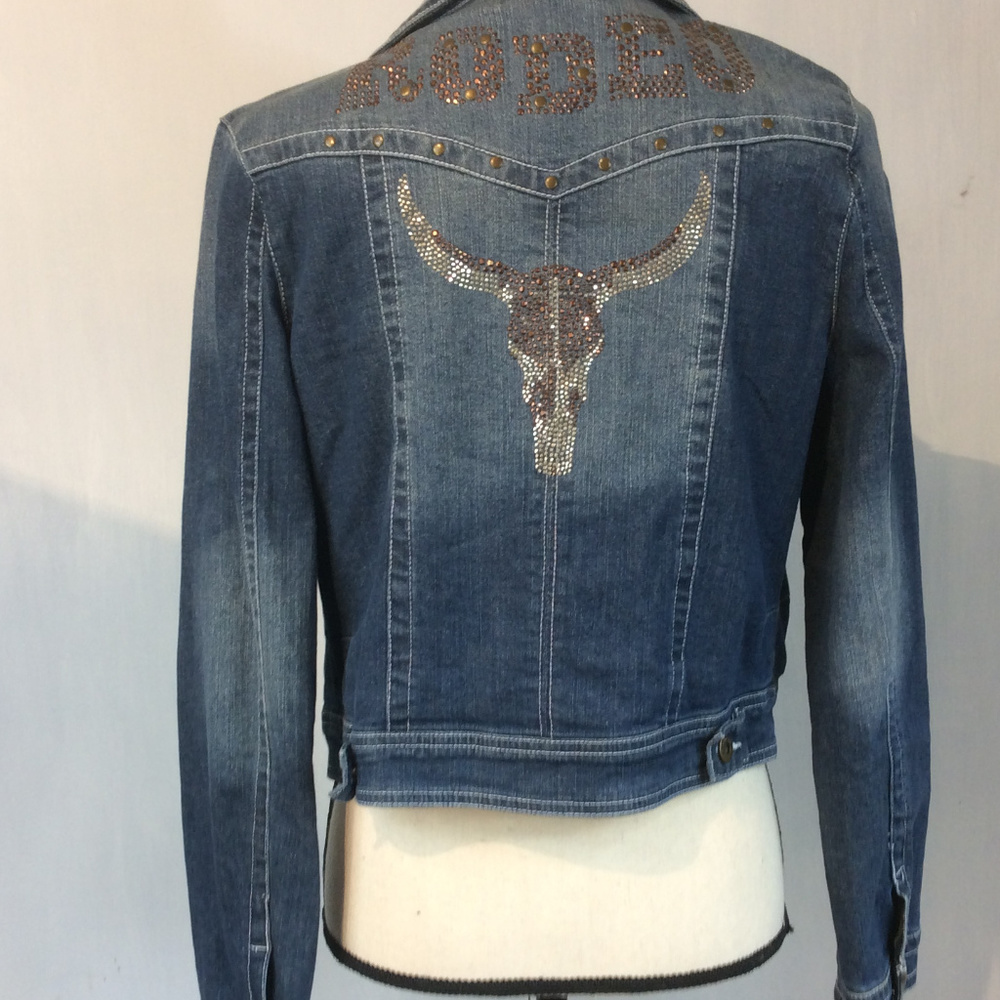 Studded Western RODEO Longhorn Denim Jacket SMALL